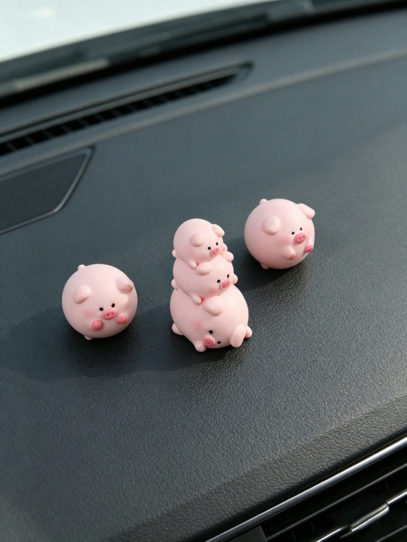 Mini Adorable Fat Pig Figurines Set, 6 Different Shapes Kawaii Pink Pig Car Ornaments, Resin Animal Statues For Desk & Micro Landscape Decor