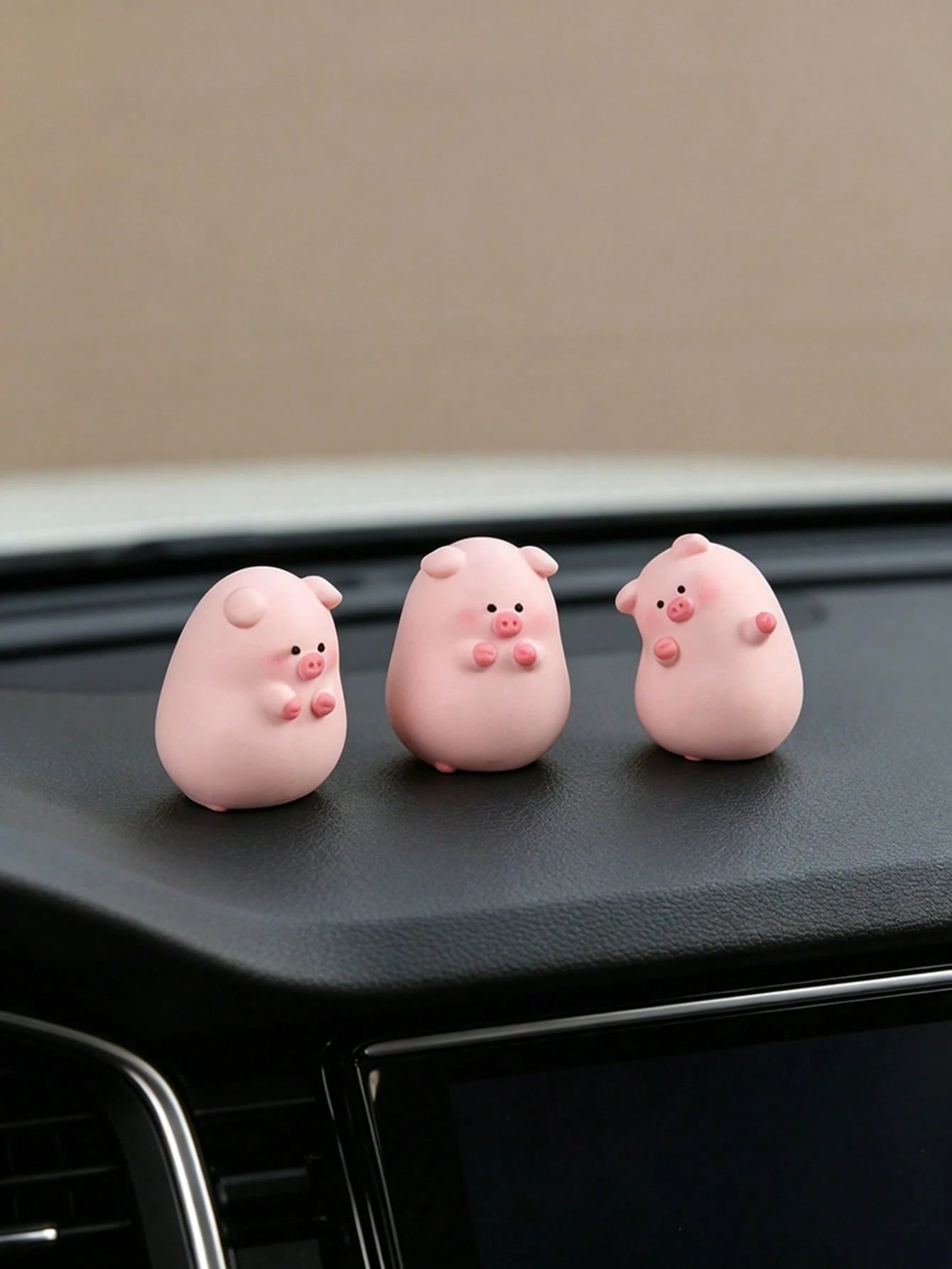 Mini Adorable Fat Pig Figurines Set, 6 Different Shapes Kawaii Pink Pig Car Ornaments, Resin Animal Statues For Desk & Micro Landscape Decor