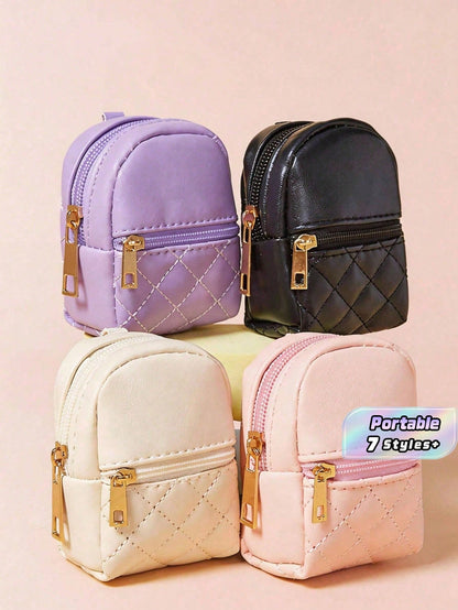 Mini Backpack Keychain Women's Cute Cosmetic Bag Keychain Small PU Cosmetic Bag Keychain Accessories Bag Storage Zipper Bag Accessories