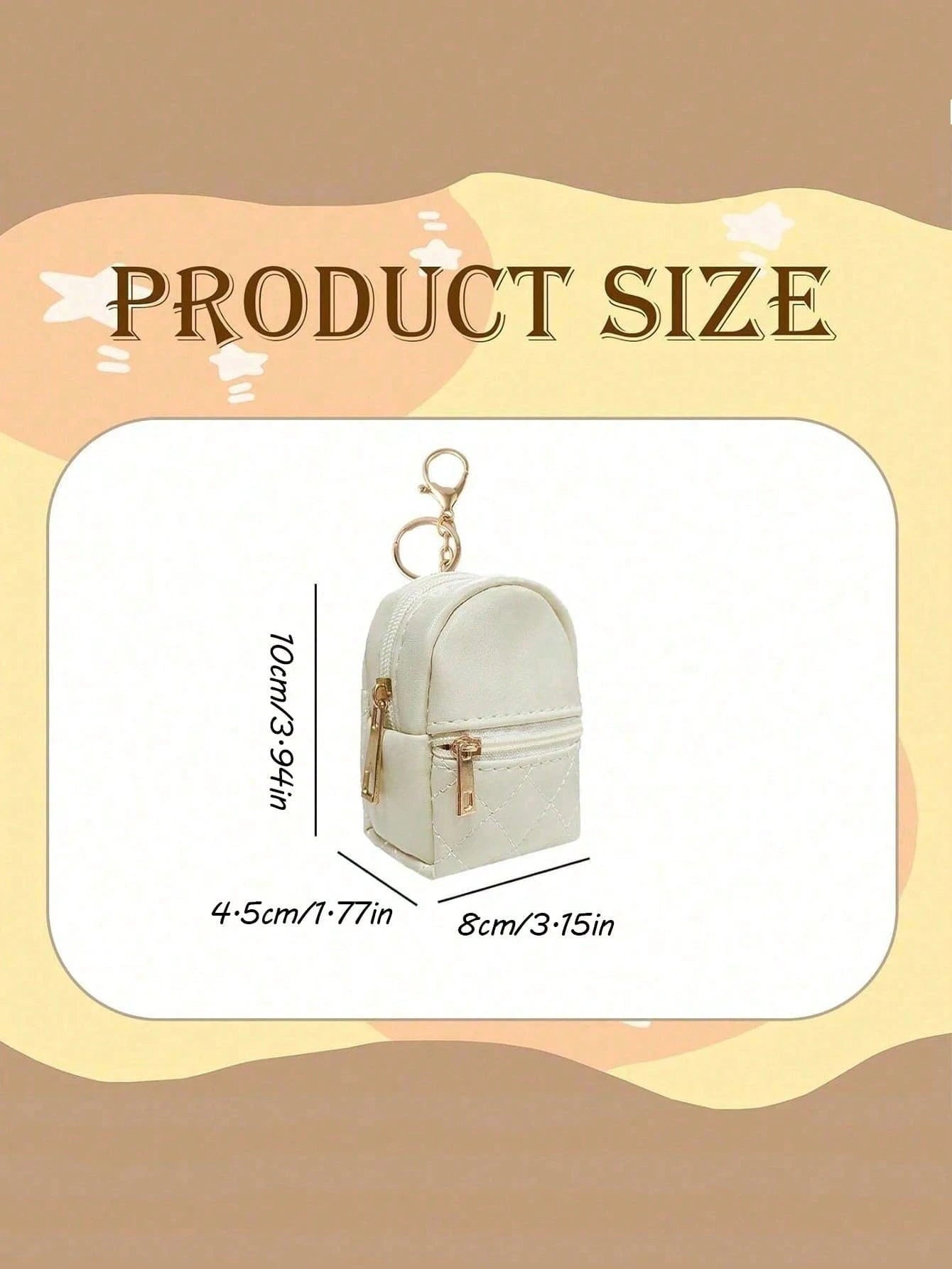 Mini Backpack Keychain Women's Cute Cosmetic Bag Keychain Small PU Cosmetic Bag Keychain Accessories Bag Storage Zipper Bag Accessories