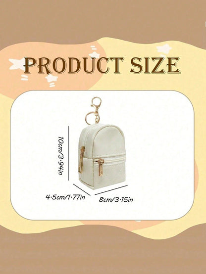 Mini Backpack Keychain Women's Cute Cosmetic Bag Keychain Small PU Cosmetic Bag Keychain Accessories Bag Storage Zipper Bag Accessories