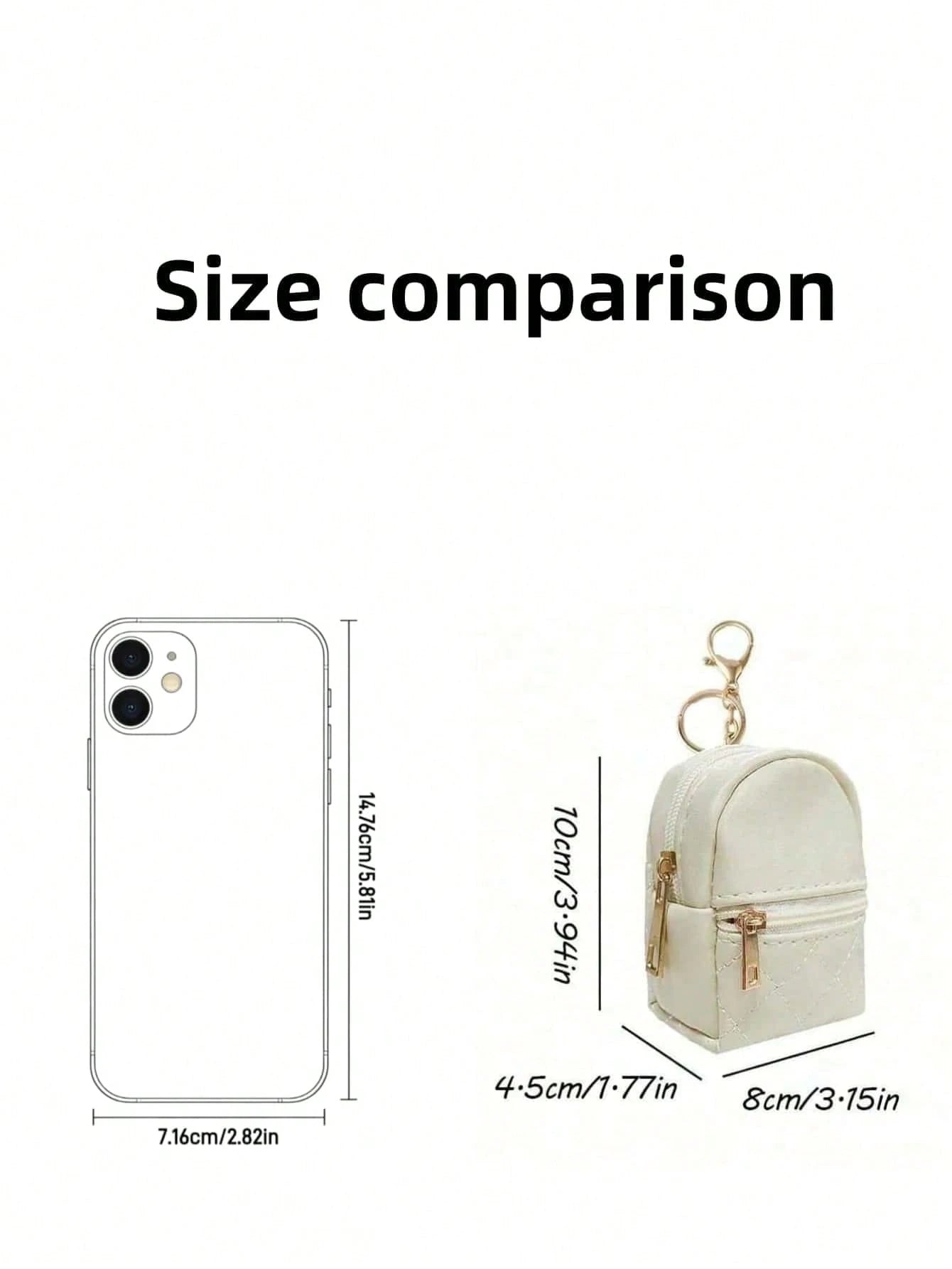 Mini Backpack Keychain Women's Cute Cosmetic Bag Keychain Small PU Cosmetic Bag Keychain Accessories Bag Storage Zipper Bag Accessories