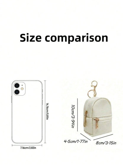 Mini Backpack Keychain Women's Cute Cosmetic Bag Keychain Small PU Cosmetic Bag Keychain Accessories Bag Storage Zipper Bag Accessories