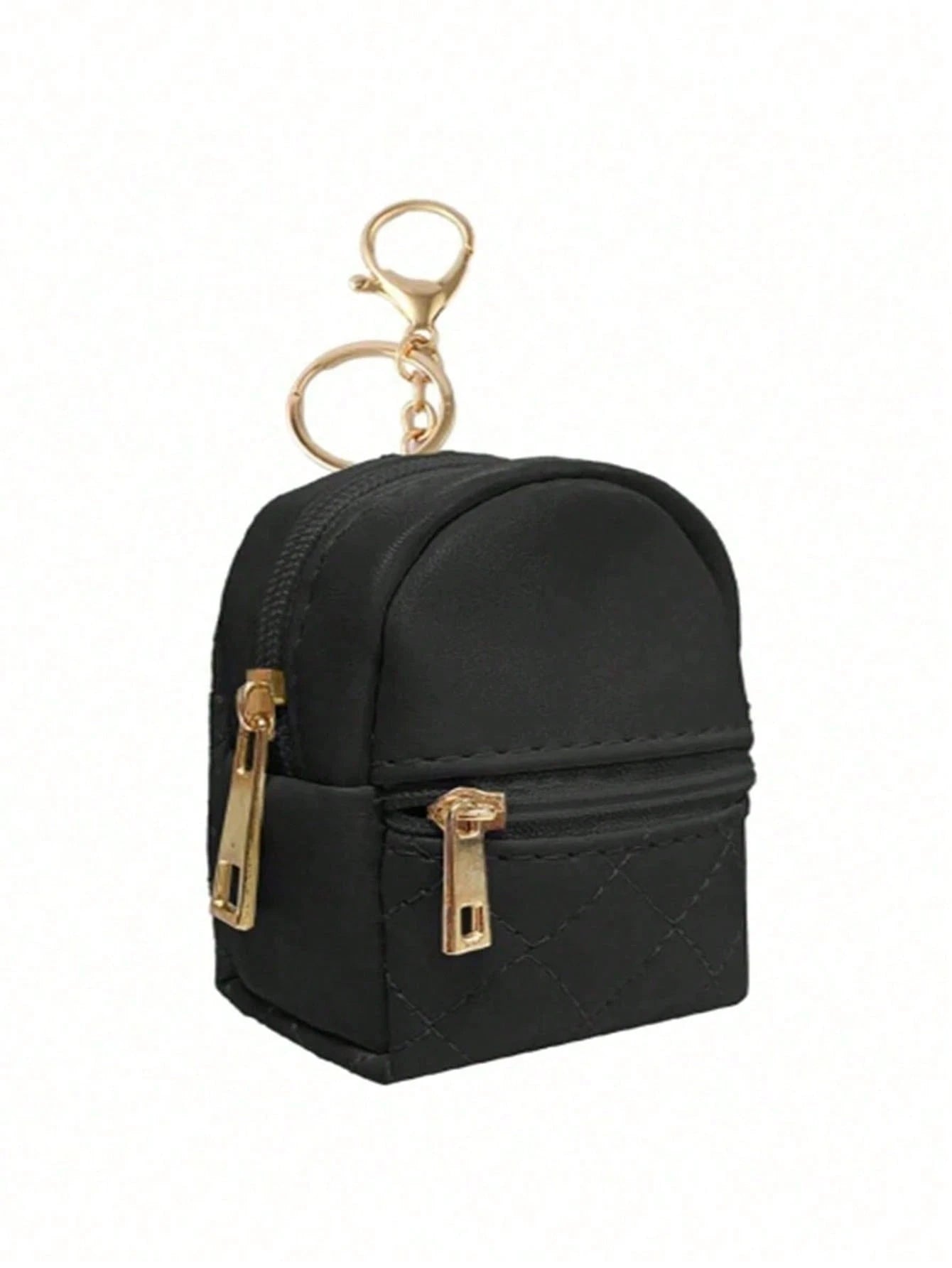 Mini Backpack Keychain Women's Cute Cosmetic Bag Keychain Small PU Cosmetic Bag Keychain Accessories Bag Storage Zipper Bag Accessories