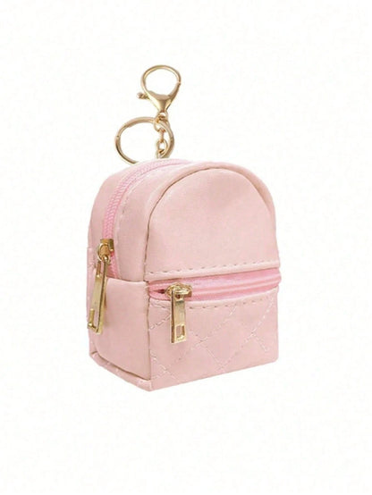 Mini Backpack Keychain Women's Cute Cosmetic Bag Keychain Small PU Cosmetic Bag Keychain Accessories Bag Storage Zipper Bag Accessories