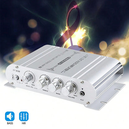 Mini HIFI 2.1 Channel Power Amplifier – Connect 2 Speakers & Subwoofer, 200W Max Output, Aluminum Alloy, Low Distortion, Perfect For Car & Home Audio Systems