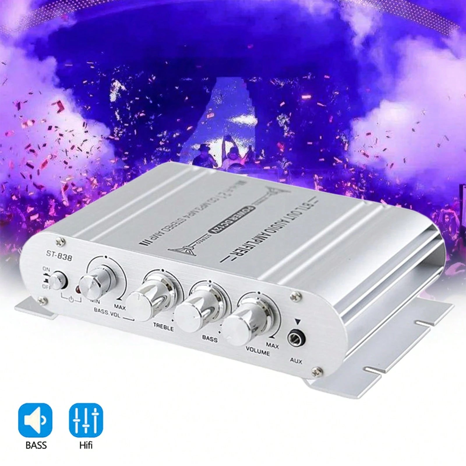 Mini HIFI 2.1 Channel Power Amplifier – Connect 2 Speakers & Subwoofer, 200W Max Output, Aluminum Alloy, Low Distortion, Perfect For Car & Home Audio Systems
