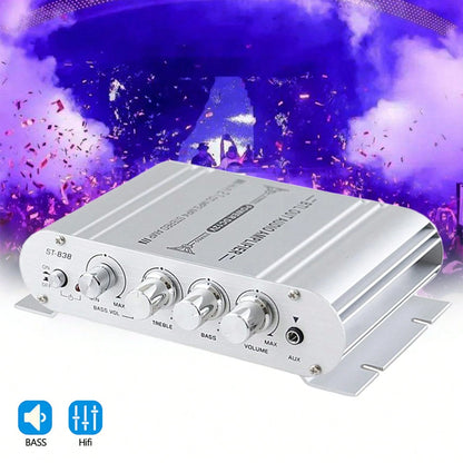 Mini HIFI 2.1 Channel Power Amplifier – Connect 2 Speakers & Subwoofer, 200W Max Output, Aluminum Alloy, Low Distortion, Perfect For Car & Home Audio Systems