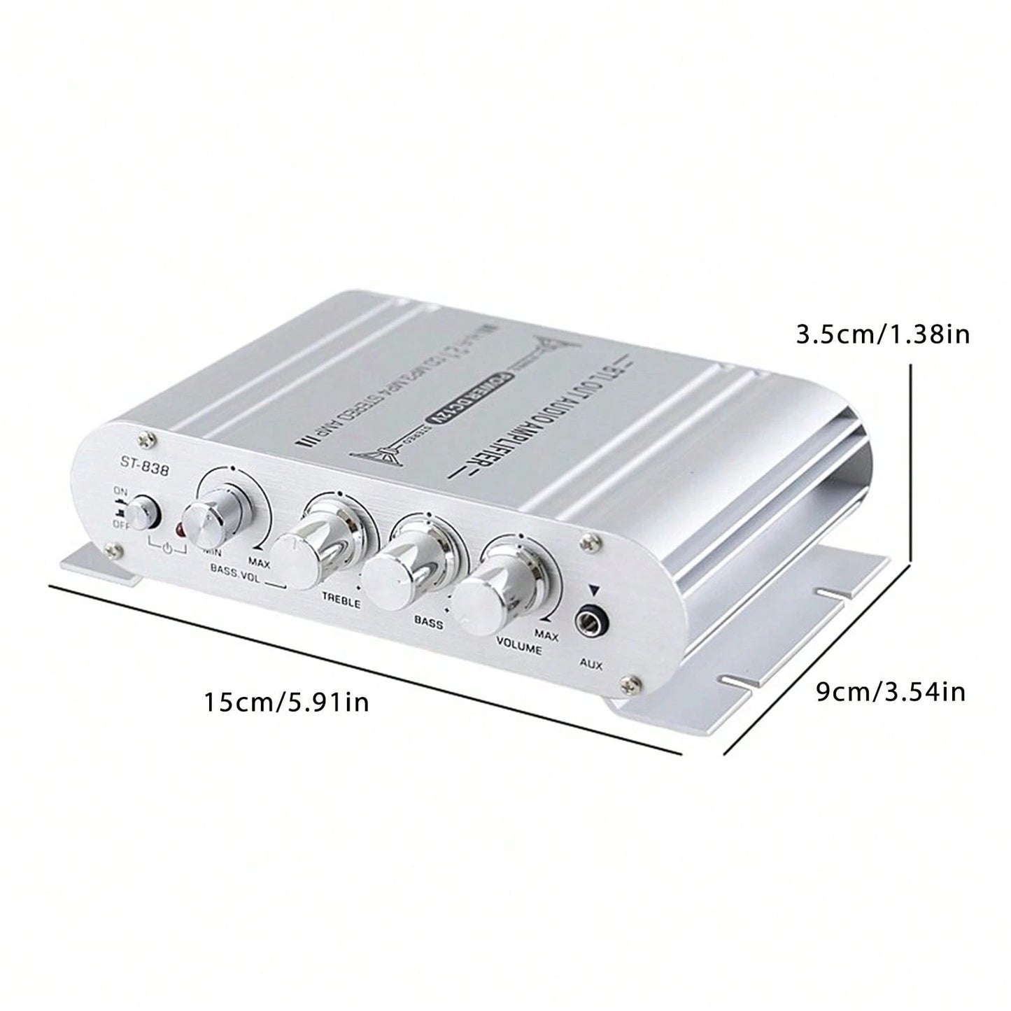 Mini HIFI 2.1 Channel Power Amplifier – Connect 2 Speakers & Subwoofer, 200W Max Output, Aluminum Alloy, Low Distortion, Perfect For Car & Home Audio Systems