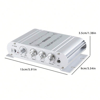 Mini HIFI 2.1 Channel Power Amplifier – Connect 2 Speakers & Subwoofer, 200W Max Output, Aluminum Alloy, Low Distortion, Perfect For Car & Home Audio Systems