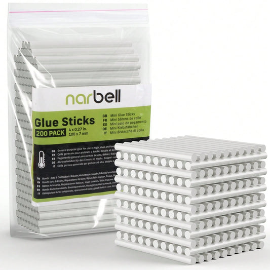 Mini Hot Melt Glue Sticks 200pcs (Large Capacity Packaging) Length 4", Diameter 0.27"--Suitable For Most Hot Melt Glue Guns Mini High Strength Transparent Adhesive For Crafts, Handmade Designs