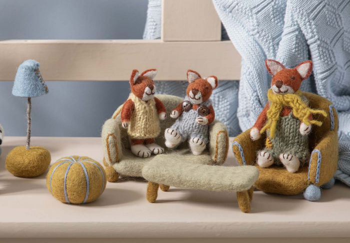Miniature Felt Sofa and Coffee Table Set