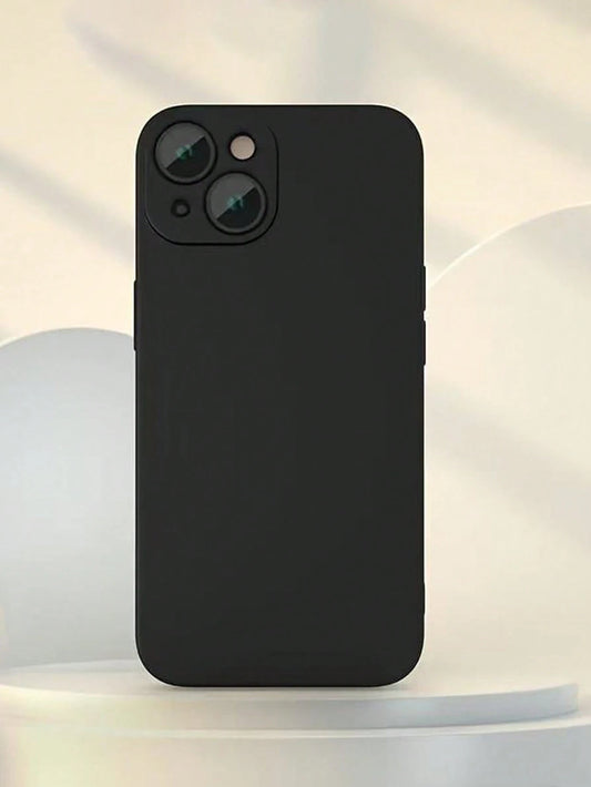 Minimalist Black Solid Color Material Basic Phone Premium Case Full Coverage Protective Lens Phone Case, Compatible With IPhone 11/11 Pro/11 Pro Max/X/XR/X MAX/XS/12/12 Pro/12 Pro Max/13/13 Pro/13 Pro