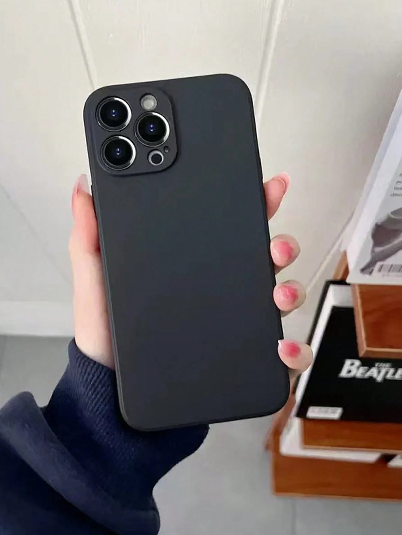 Minimalist Black Solid Color Material Basic Phone Premium Case Full Coverage Protective Lens Phone Case, Compatible With IPhone 11/11 Pro/11 Pro Max/X/XR/X MAX/XS/12/12 Pro/12 Pro Max/13/13 Pro/13 Pro