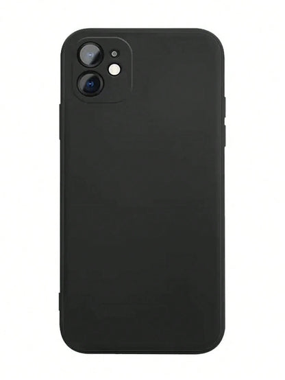 Minimalist Black Solid Color Material Basic Phone Premium Case Full Coverage Protective Lens Phone Case, Compatible With IPhone 11/11 Pro/11 Pro Max/X/XR/X MAX/XS/12/12 Pro/12 Pro Max/13/13 Pro/13 Pro