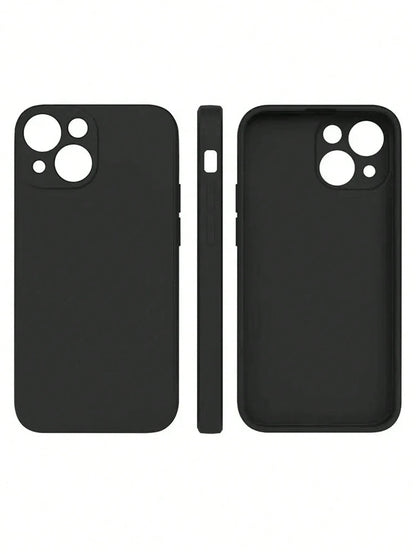 Minimalist Black Solid Color Material Basic Phone Premium Case Full Coverage Protective Lens Phone Case, Compatible With IPhone 11/11 Pro/11 Pro Max/X/XR/X MAX/XS/12/12 Pro/12 Pro Max/13/13 Pro/13 Pro