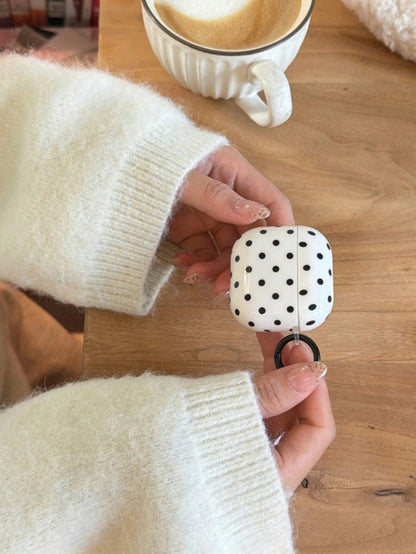 Minimalist Polka Dot Black White Bluetooth Earphone Case Pro 3 Compatible With Airpods 3rd Gen Protective Cover Compatible With Apple 2nd Gen New Model Niche Heart Pendant Anti-Drop Compatible With Ai