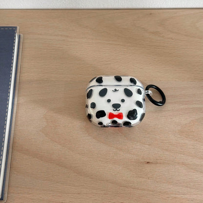 Minimalist Transparent Polka Dot Bow Tie Dog Leash Hook Earphone Case Compatible With Apple AirPodsPro3 Case/AirPodsPro2 Case/AirPodsPro Case/AirPods4 Case/AirPods3 Case/AirPods2 Case/Fashionable Wome