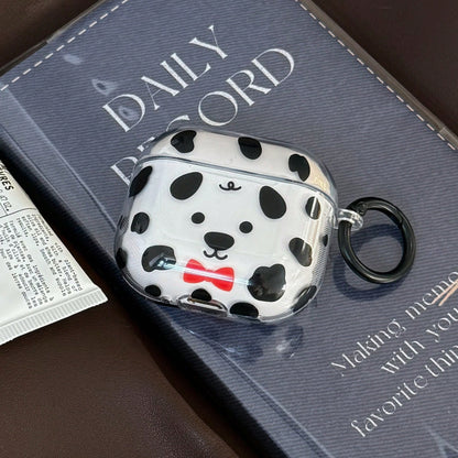Minimalist Transparent Polka Dot Bow Tie Dog Leash Hook Earphone Case Compatible With Apple AirPodsPro3 Case/AirPodsPro2 Case/AirPodsPro Case/AirPods4 Case/AirPods3 Case/AirPods2 Case/Fashionable Wome