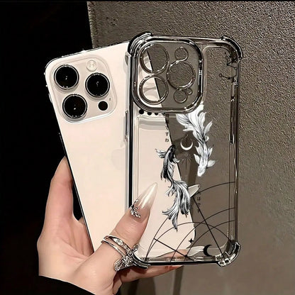 Minimalist Yin Yang Koi Fish Phone Case Compatible With IPhone 17 Air 16, 15, 14, 13, 12, 11 Pro Max, X, XR, XS Max, 8, 7 Plus- Shockproof Transparent Soft Gel Protective Cover, Daily Use Case, Minima