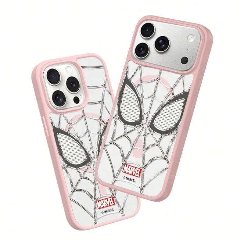 Miniso Marvel Avengers Spider-Man Personalized Spider-Web MagSafe Magnetic Charging Case Compatible With IPhone 17/17 Pro Max/16/17 Pro/15/14/16 Plus/17 Air/13/15 Pro/12/15 Plus. Men's Drop-Proof Prot
