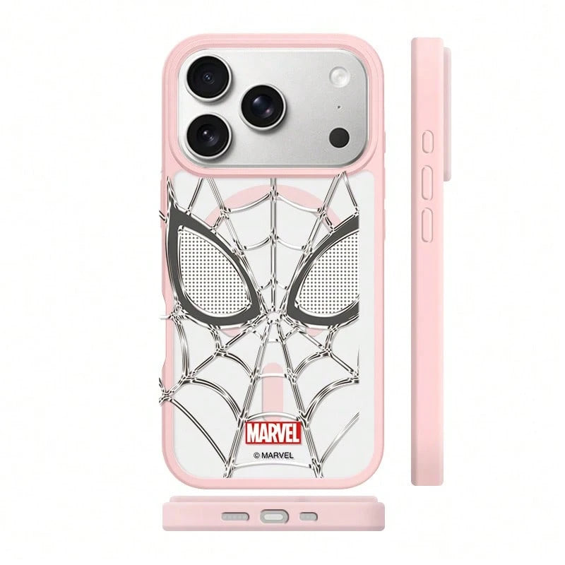 Miniso Marvel Avengers Spider-Man Personalized Spider-Web MagSafe Magnetic Charging Case Compatible With IPhone 17/17 Pro Max/16/17 Pro/15/14/16 Plus/17 Air/13/15 Pro/12/15 Plus. Men's Drop-Proof Prot