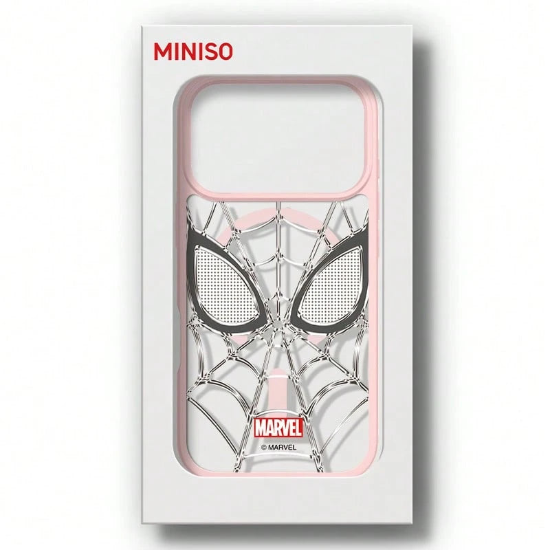 Miniso Marvel Avengers Spider-Man Personalized Spider-Web MagSafe Magnetic Charging Case Compatible With IPhone 17/17 Pro Max/16/17 Pro/15/14/16 Plus/17 Air/13/15 Pro/12/15 Plus. Men's Drop-Proof Prot