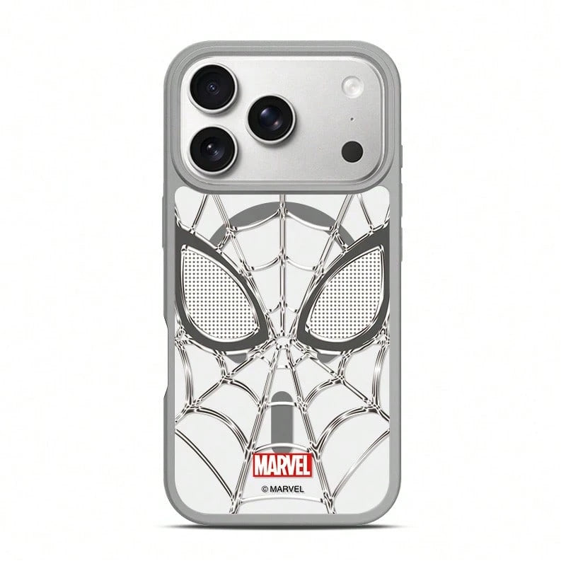 Miniso Marvel Avengers Spider-Man Personalized Spider-Web MagSafe Magnetic Charging Case Compatible With IPhone 17/17 Pro Max/16/17 Pro/15/14/16 Plus/17 Air/13/15 Pro/12/15 Plus. Men's Drop-Proof Prot