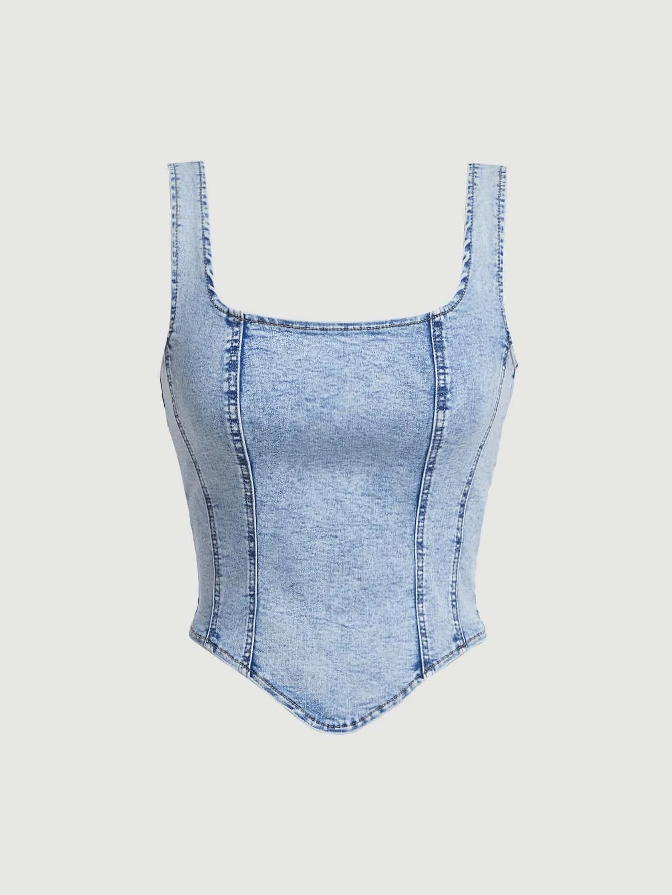 MOD Square Neck Hanky Hem Tank Denim Top, Vintage