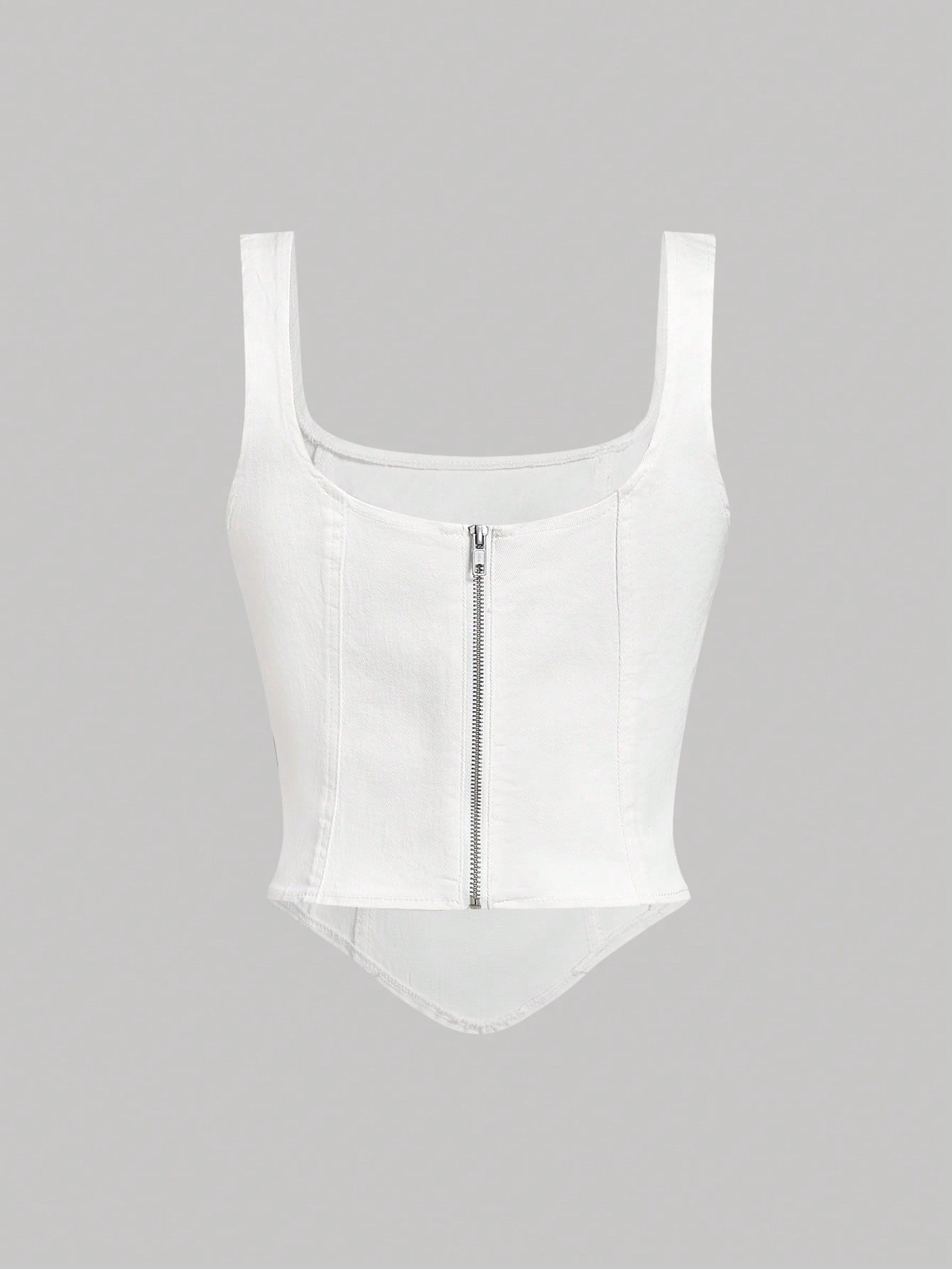 MOD Square Neck Hanky Hem Tank Denim Top, Vintage