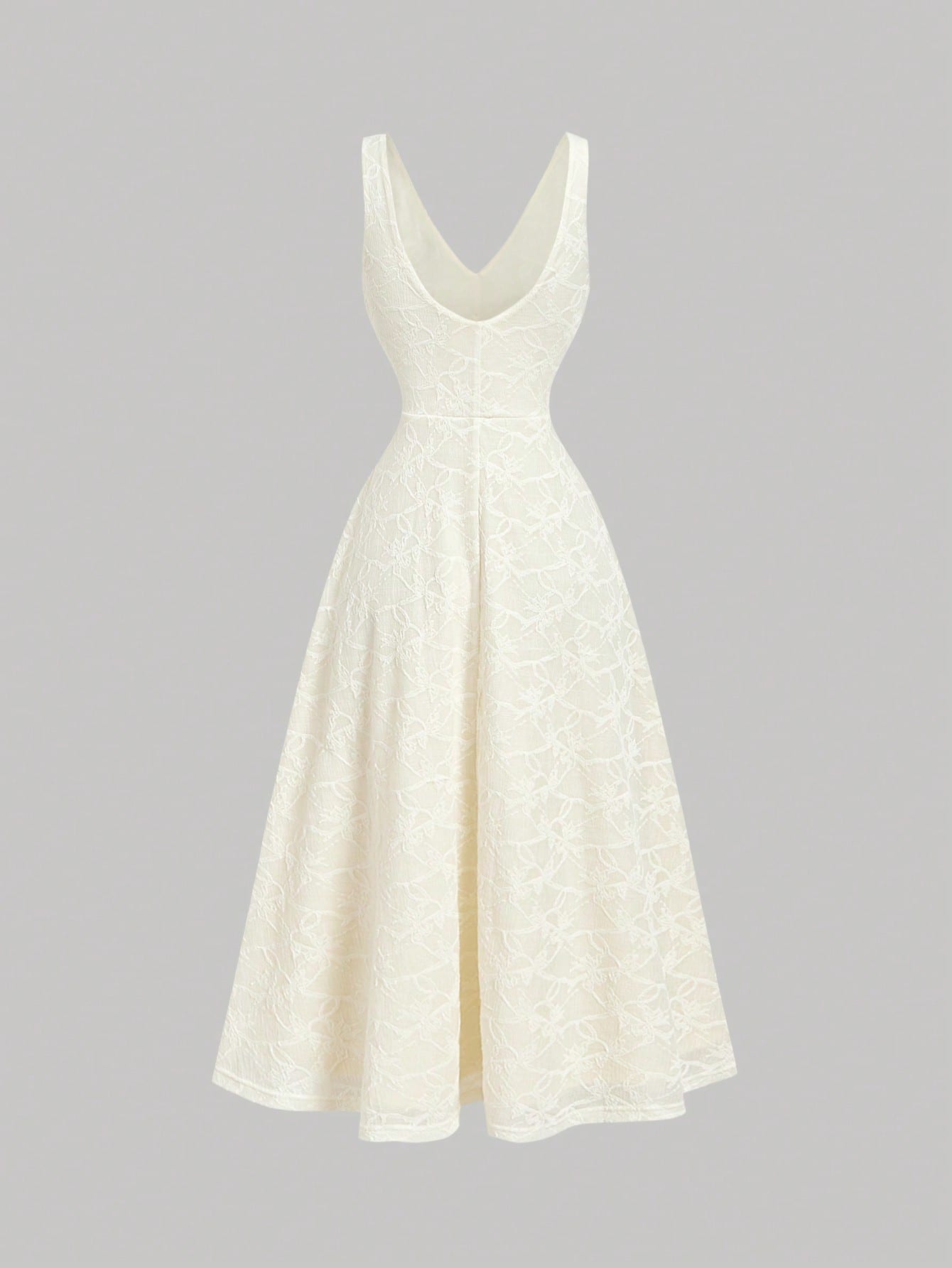 MOD Women's Chic Creamy Jacquard Sleeveless Button Midi Dress,Elegant,Vacation, Formal, Graduation,Junina,Tea Party,Garden Party,Country,Retro,Prom,Summer