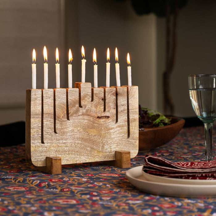 Modern Mango Wood Menorah *