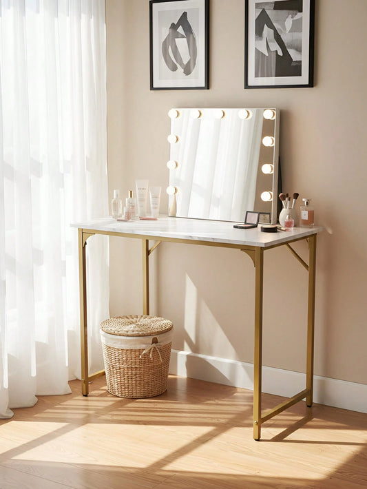 Modern Style Makeup Desk,Nail Desk, Office Desk With Sleek Metal Frame Writing Desk Classic Modern Design For Home & Small Spaces