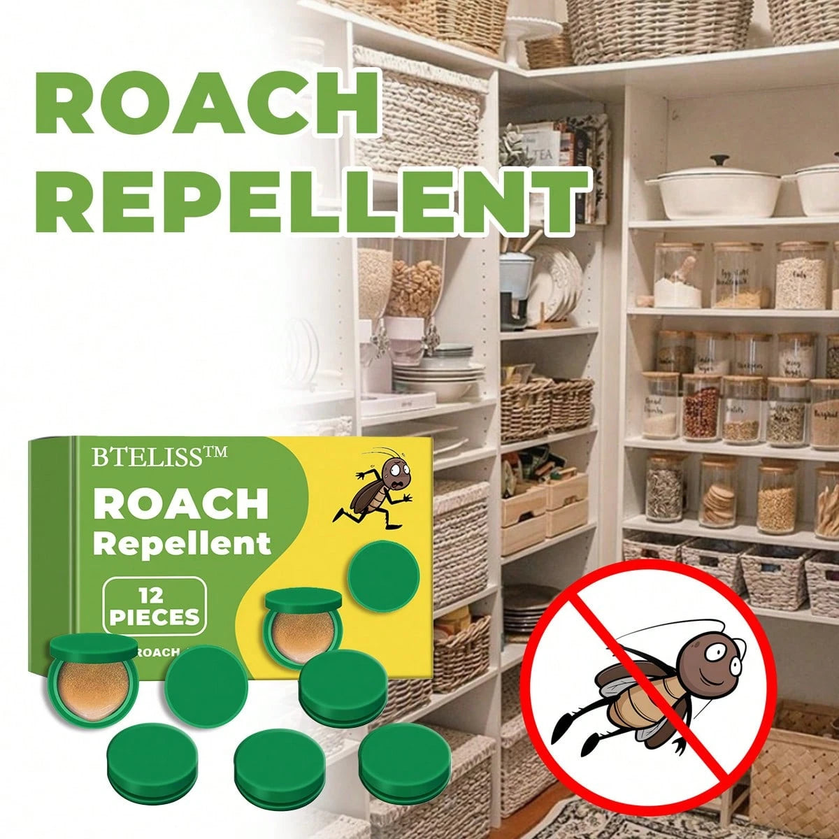 [ Mom's Reassuring Choice ] 12 Sets Of Kitchen-Specific Cockroach Repellent Tablets, Odorless Formula For Use. Help Mom Maintain Food Hygiene And Home Cleanliness. Thoughtful And Worry-Free!