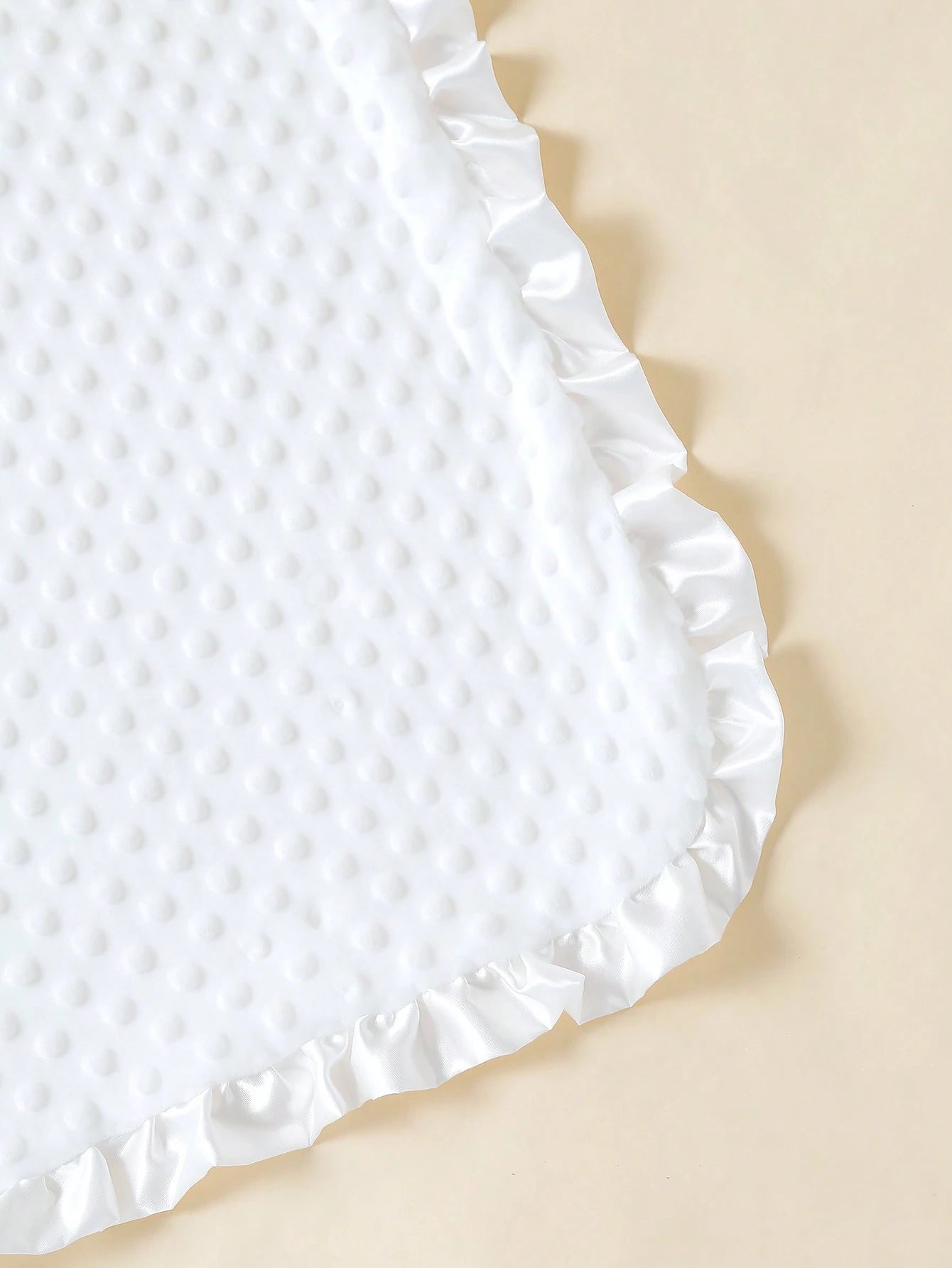 momscare 1pc White Baby Swaddle Blanket, Soft Minimalist Baby Blanket. Suitable For Newborns And Infants- Adorable Design Baby Blanket With Ruffle Trim- Perfect Baby Gift For Valentine's Day For Boy