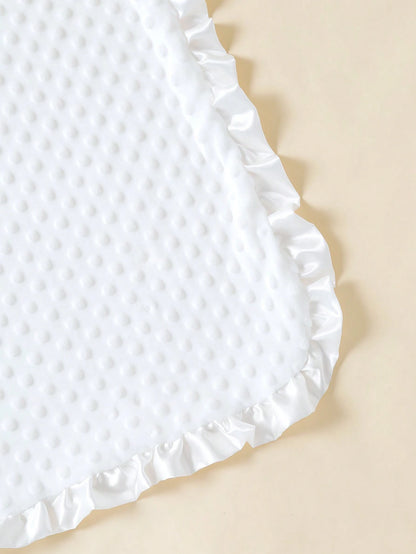 momscare 1pc White Baby Swaddle Blanket, Soft Minimalist Baby Blanket. Suitable For Newborns And Infants- Adorable Design Baby Blanket With Ruffle Trim- Perfect Baby Gift For Valentine's Day For Boy