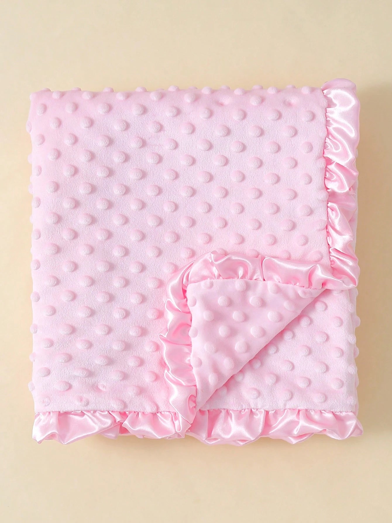momscare 1pc White Baby Swaddle Blanket, Soft Minimalist Baby Blanket. Suitable For Newborns And Infants- Adorable Design Baby Blanket With Ruffle Trim- Perfect Baby Gift For Valentine's Day For Boy