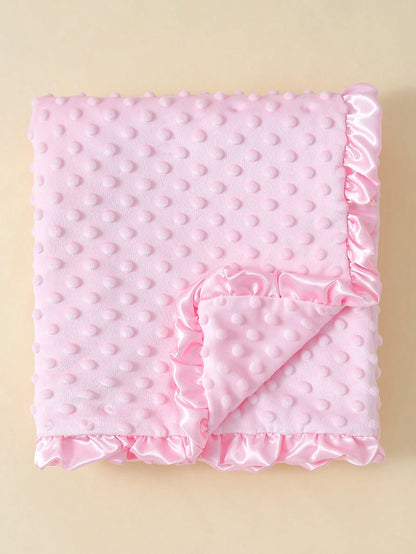 momscare 1pc White Baby Swaddle Blanket, Soft Minimalist Baby Blanket. Suitable For Newborns And Infants- Adorable Design Baby Blanket With Ruffle Trim- Perfect Baby Gift For Valentine's Day For Boy