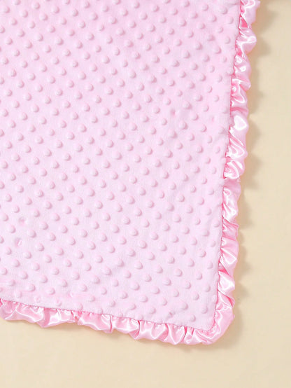 momscare 1pc White Baby Swaddle Blanket, Soft Minimalist Baby Blanket. Suitable For Newborns And Infants- Adorable Design Baby Blanket With Ruffle Trim- Perfect Baby Gift For Valentine's Day For Boy