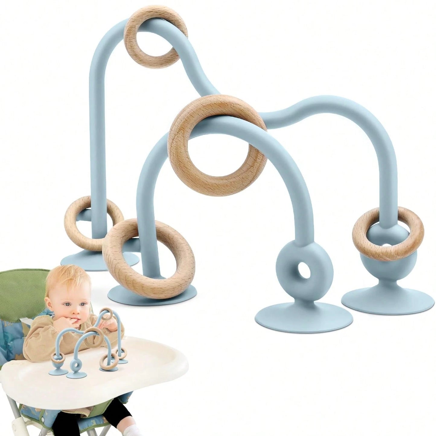 Montessori Educational Toys For Infant Toddlers,High Chair Toys With Suction Cups For Toddlers 0-6 M+ Silicone Teething Toy For Toddlers 6M+,Parent-Child Baby Toy Set 12 18 M+