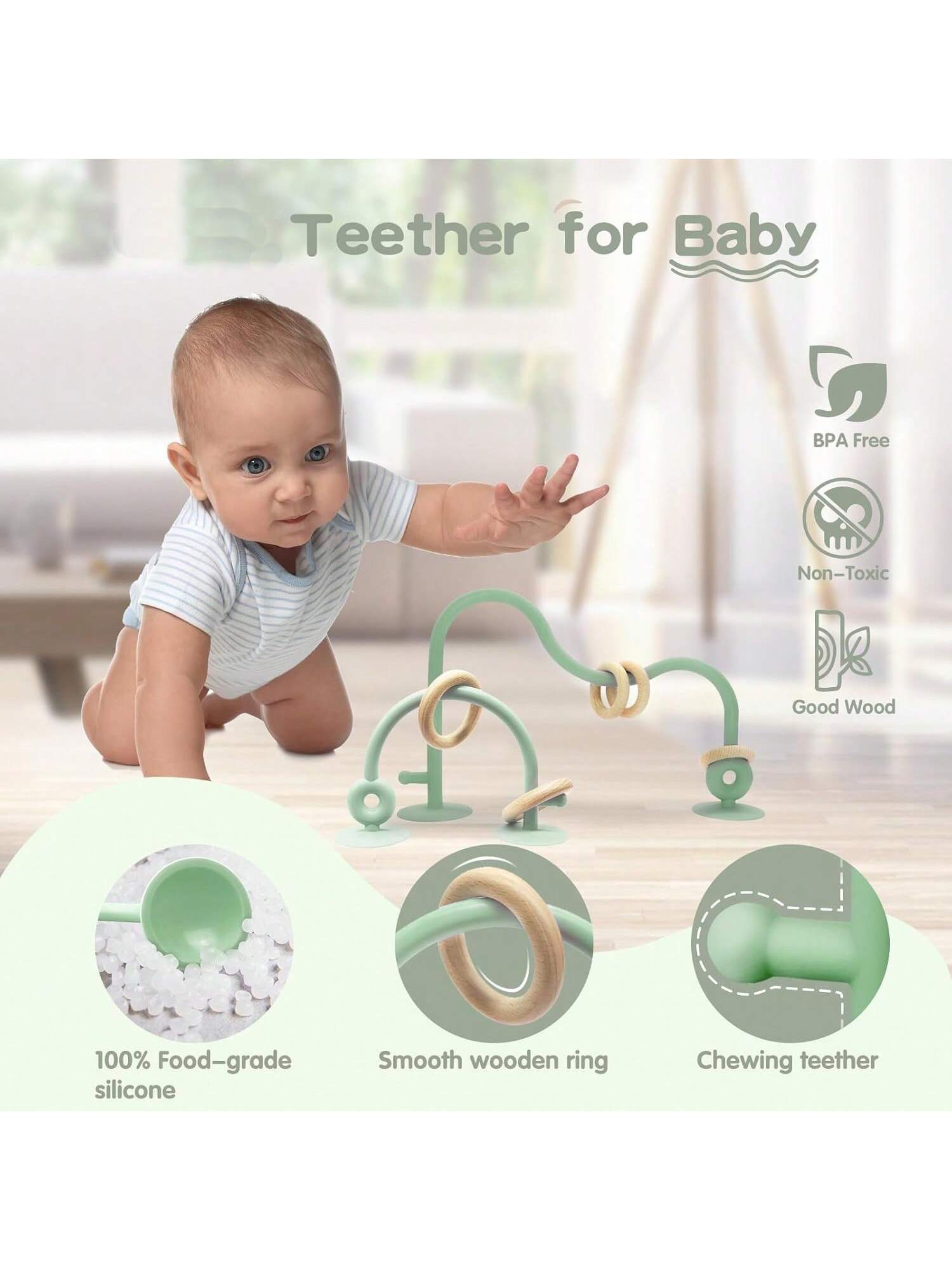 Montessori Educational Toys For Infant Toddlers,High Chair Toys With Suction Cups For Toddlers 0-6 M+ Silicone Teething Toy For Toddlers 6M+,Parent-Child Baby Toy Set 12 18 M+