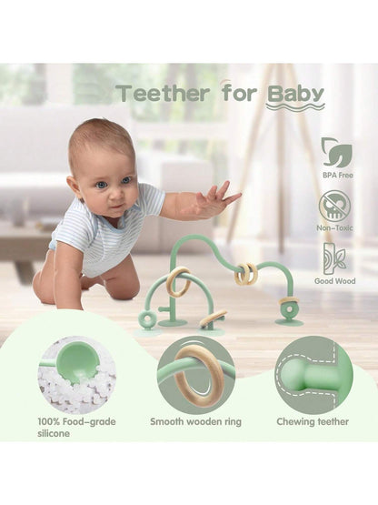 Montessori Educational Toys For Infant Toddlers,High Chair Toys With Suction Cups For Toddlers 0-6 M+ Silicone Teething Toy For Toddlers 6M+,Parent-Child Baby Toy Set 12 18 M+