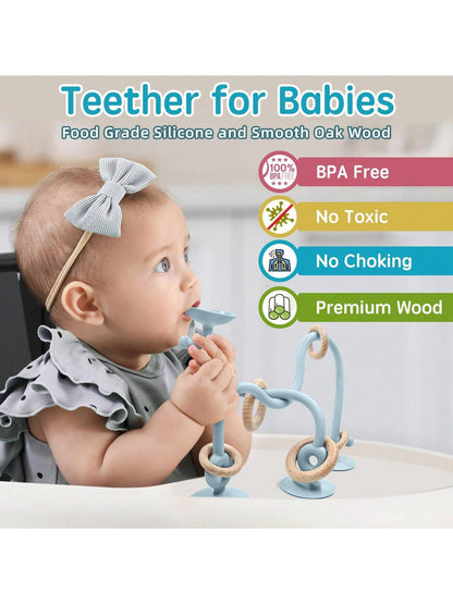 Montessori Educational Toys For Infant Toddlers,High Chair Toys With Suction Cups For Toddlers 0-6 M+ Silicone Teething Toy For Toddlers 6M+,Parent-Child Baby Toy Set 12 18 M+
