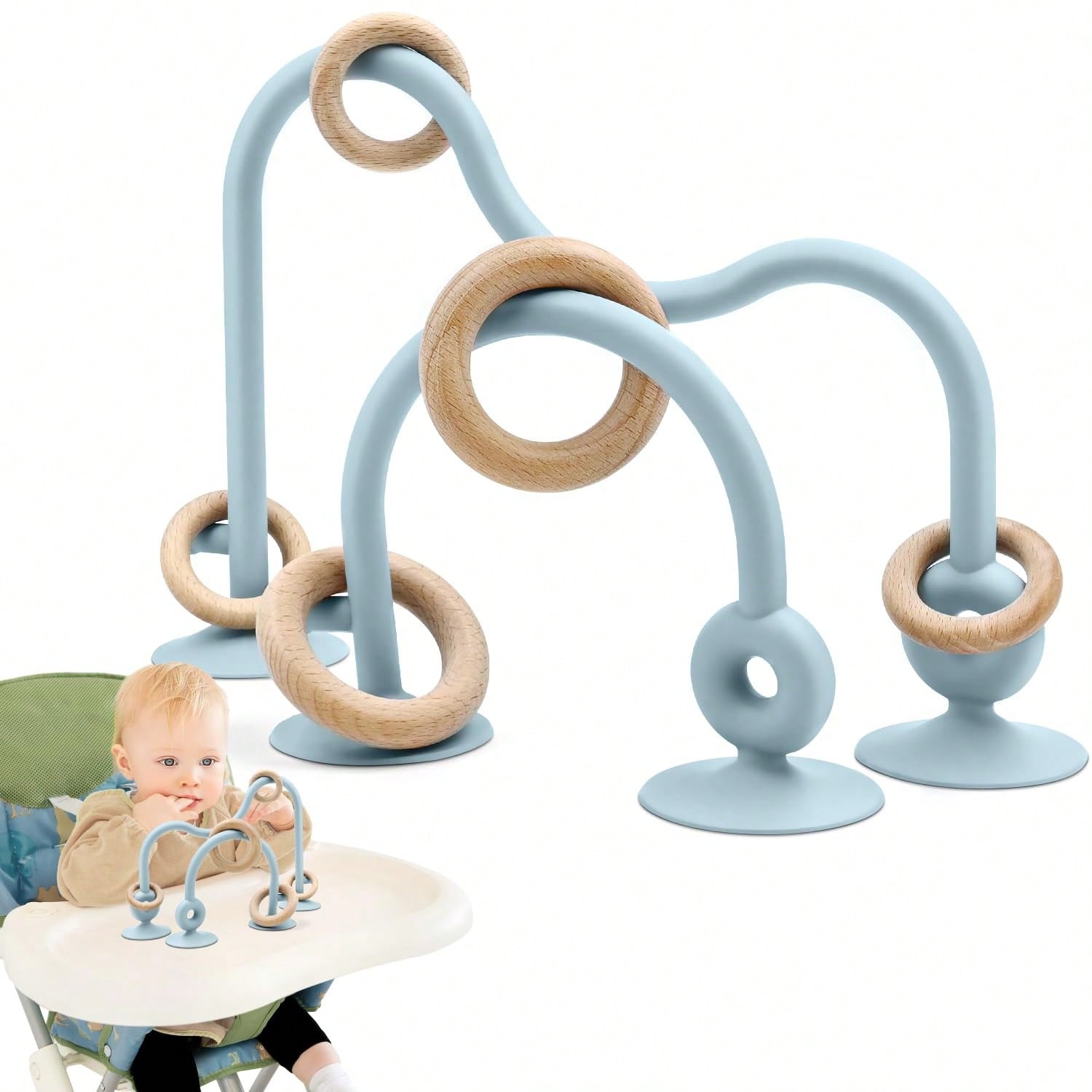 Montessori Educational Toys For Infant Toddlers,High Chair Toys With Suction Cups For Toddlers 0-6 M+ Silicone Teething Toy For Toddlers 6M+,Parent-Child Baby Toy Set 12 18 M+