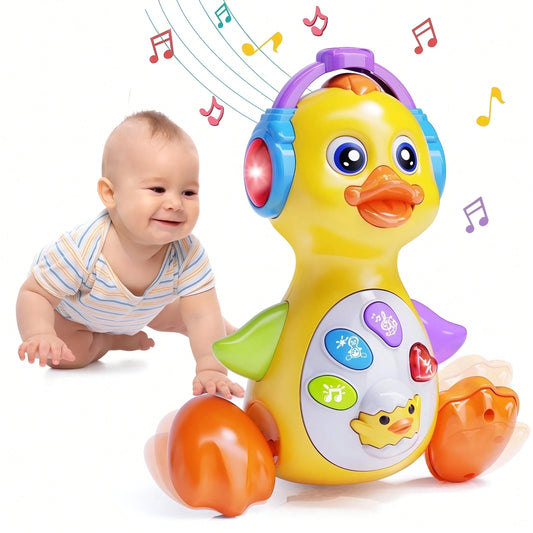 MOONTOY Dancing Duck Baby Toys 6-12 Months Developmental, Musical Crawling Infant Tummy Time 3 4 5 6 7 8 9 10 11 12 18 Month Boy Girl Moving Light Up Toddler Learning Activity Easter Birthday Gift