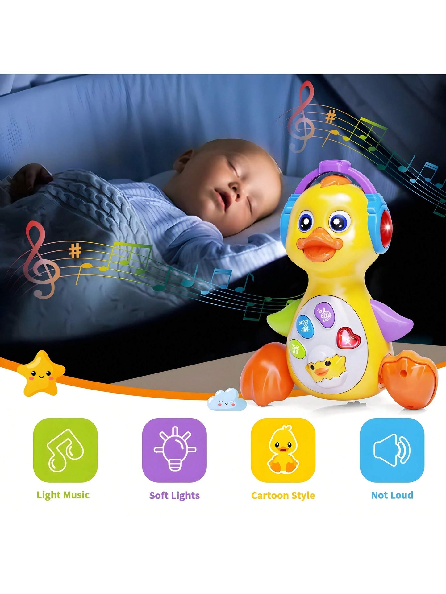 MOONTOY Dancing Duck Baby Toys 6-12 Months Developmental, Musical Crawling Infant Tummy Time 3 4 5 6 7 8 9 10 11 12 18 Month Boy Girl Moving Light Up Toddler Learning Activity Easter Birthday Gift