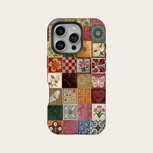 Mosaic Collage Retro Bohemian Y2K 90s Hippie Style Phone Case Compatible With IPhone 17 Pro Max, 16, 15, 14 Plus, 13, 12, 11