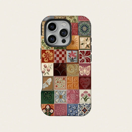 Mosaic Collage Retro Bohemian Y2K 90s Hippie Style Phone Case Compatible With IPhone 17 Pro Max, 16, 15, 14 Plus, 13, 12, 11