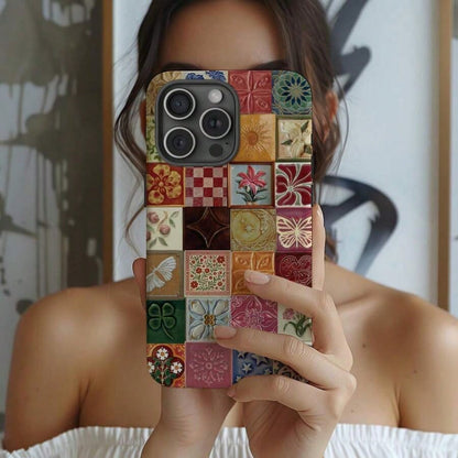 Mosaic Collage Retro Bohemian Y2K 90s Hippie Style Phone Case Compatible With IPhone 17 Pro Max, 16, 15, 14 Plus, 13, 12, 11