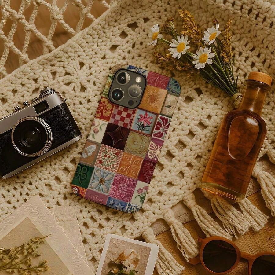 Mosaic Collage Retro Bohemian Y2K 90s Hippie Style Phone Case Compatible With IPhone 17 Pro Max, 16, 15, 14 Plus, 13, 12, 11